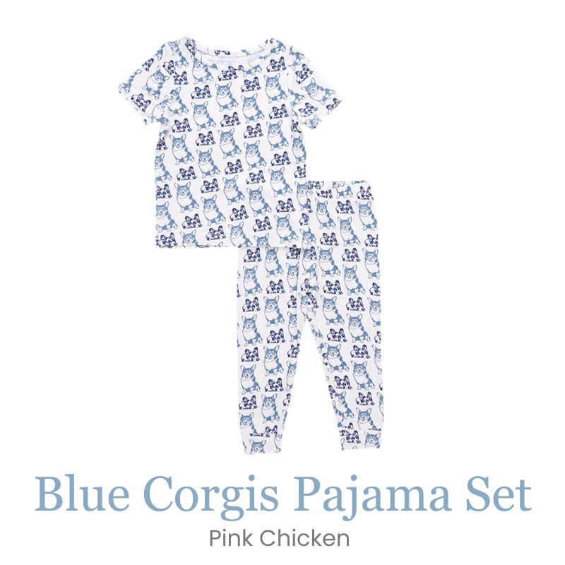 Pink Chicken Corgis Pajama Set